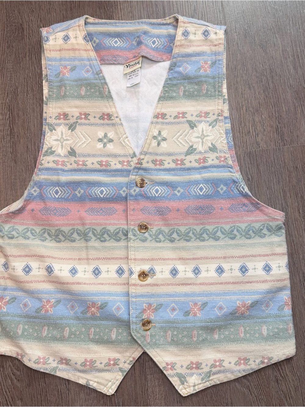 Vintage Vivaldi Denim Cottagecore Vest Women’s Small Indie Boho Tribal USA Made